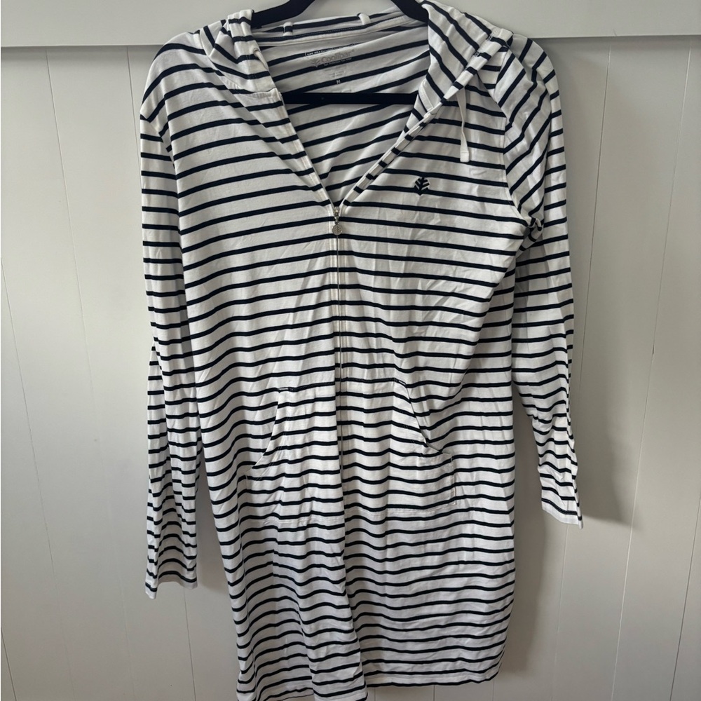 Coolibar Classic Navy and White Striped Tee